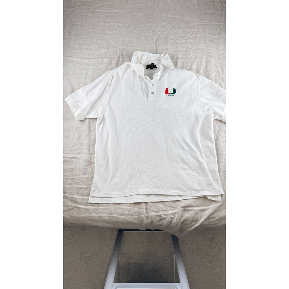 Cross Creek Miami Hurricanes Polo Shirt White Embroidered Logo Men's XL